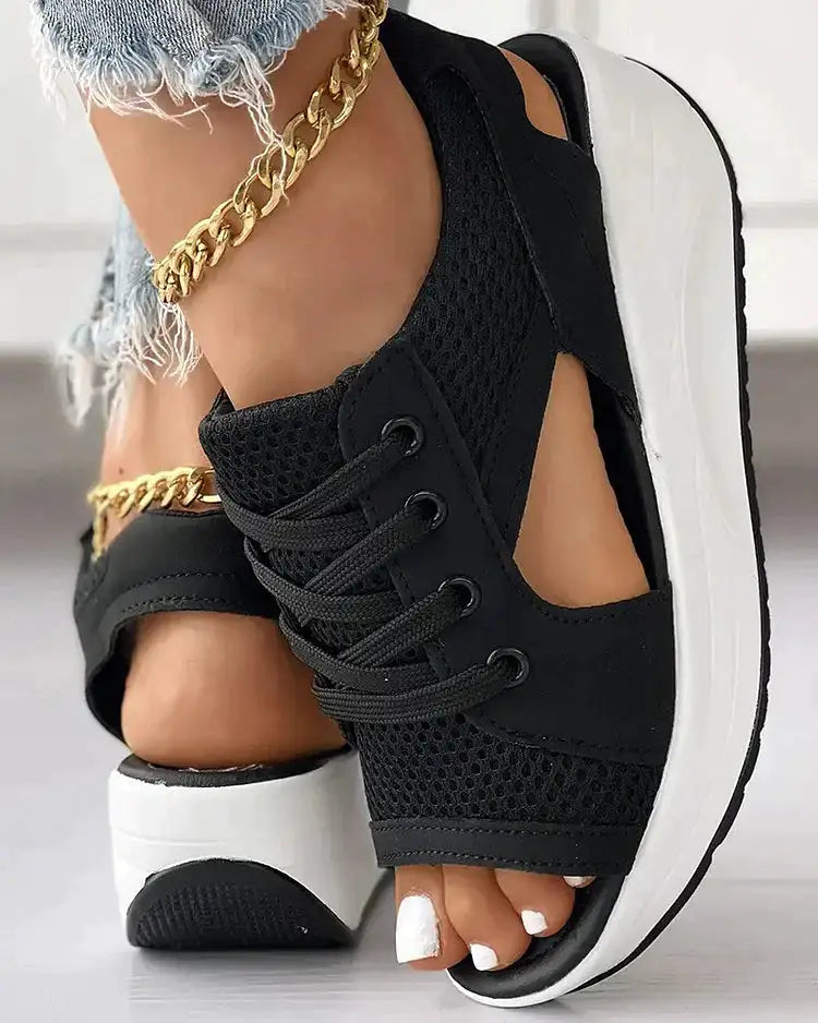 Women's Summer Open Toe Sneakers with Cut Out Design