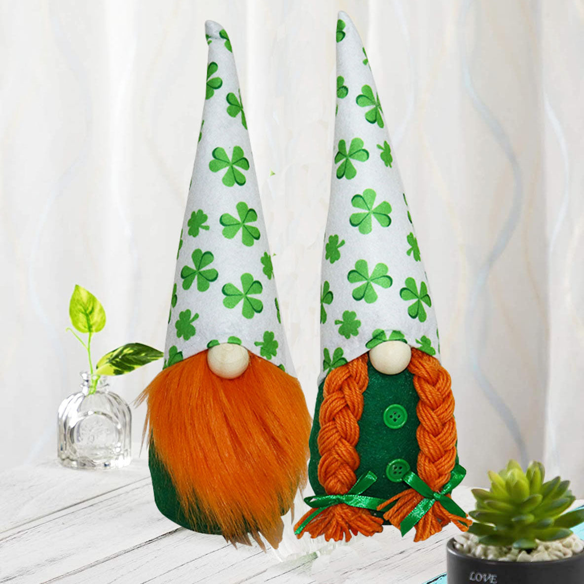 St. Patrick's Day Irish Festival Green Clover Faceless Doll Decorative Ornaments