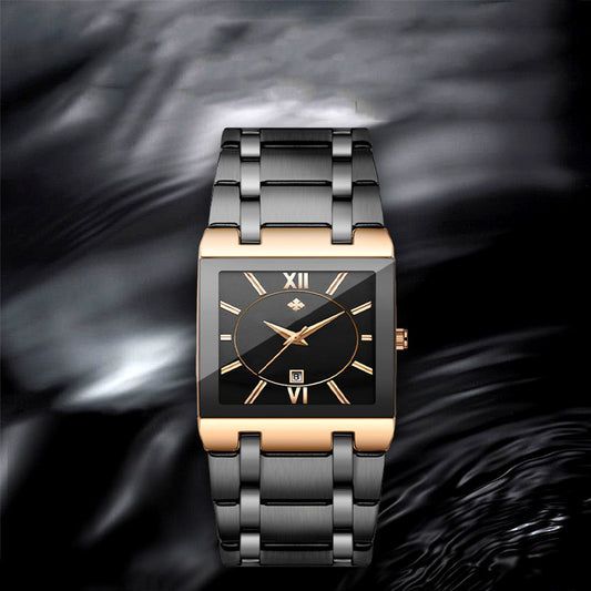 Automatic Non-mechanical Square Men's Steel Belt Quartz Watch