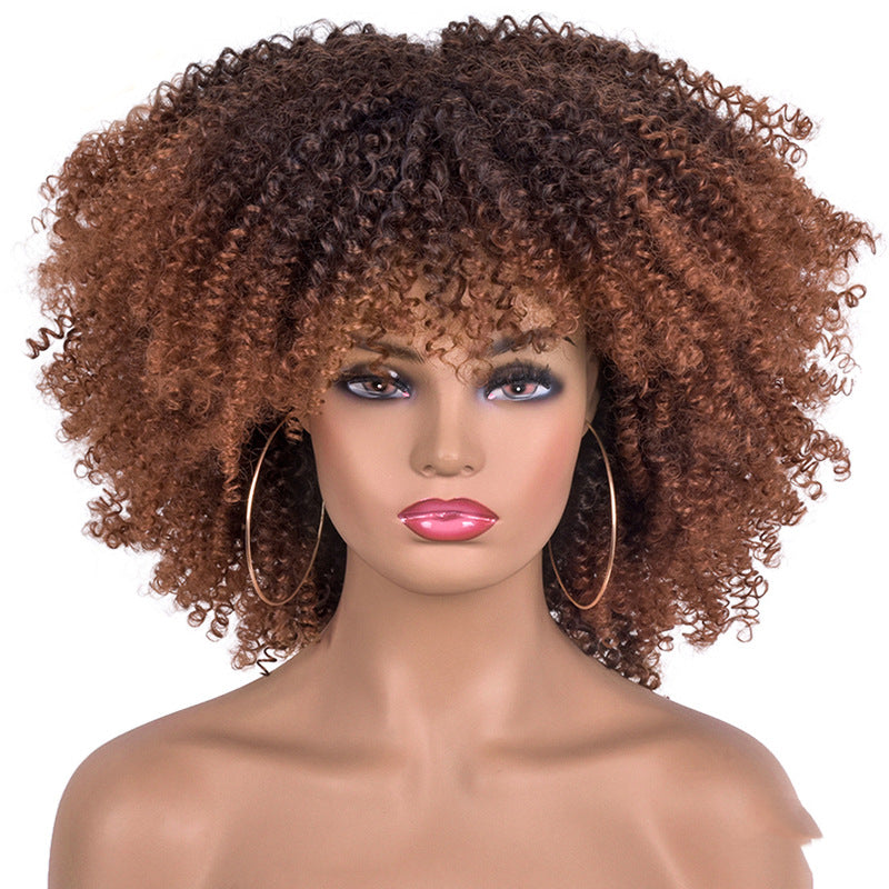 Afro-Curly Wig Silk Headgear