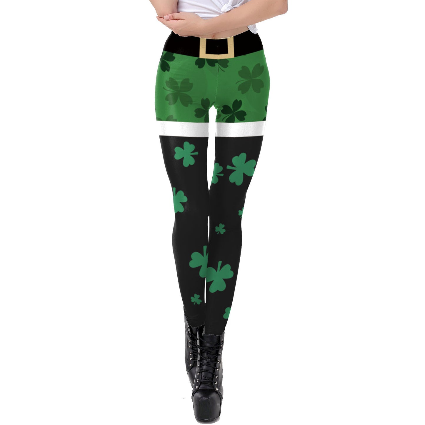 Saint Patrick's Day Matching Digital Printed Tight Waistband Sports Leggings