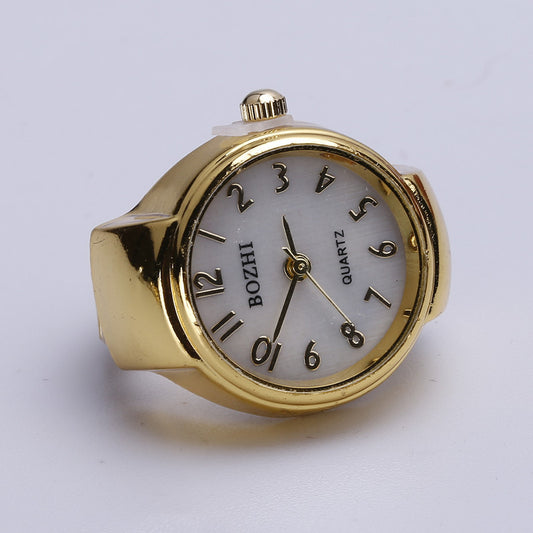 Gold White Background Digital Fashion Disc Ring Watch