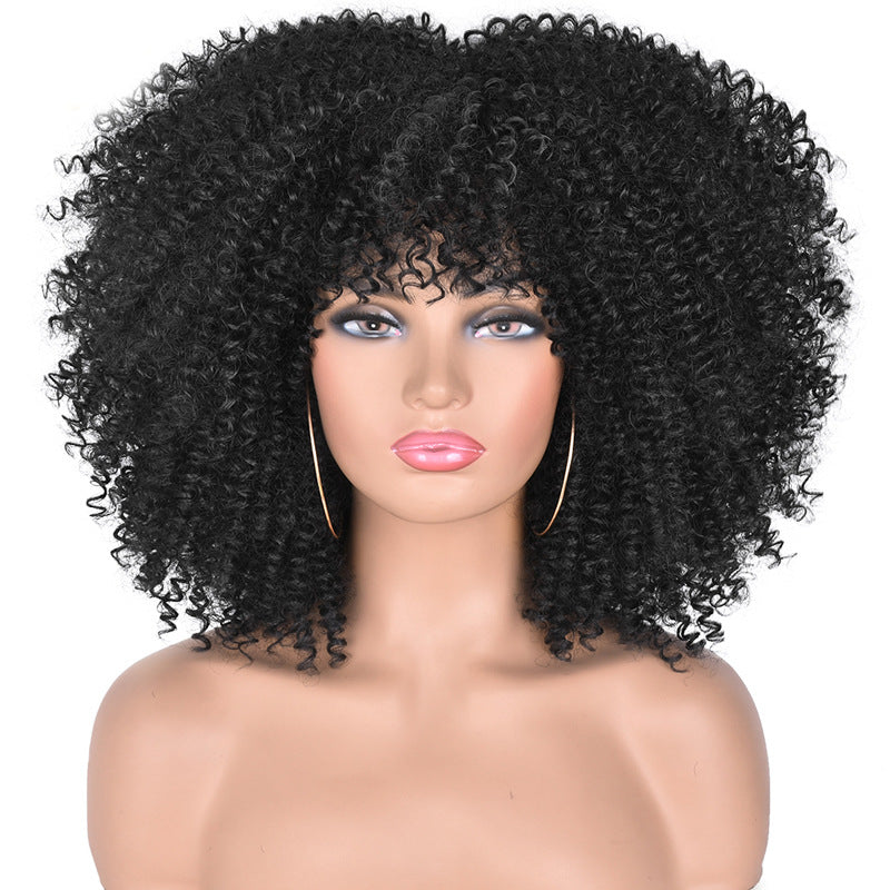 Afro-Curly Wig Silk Headgear