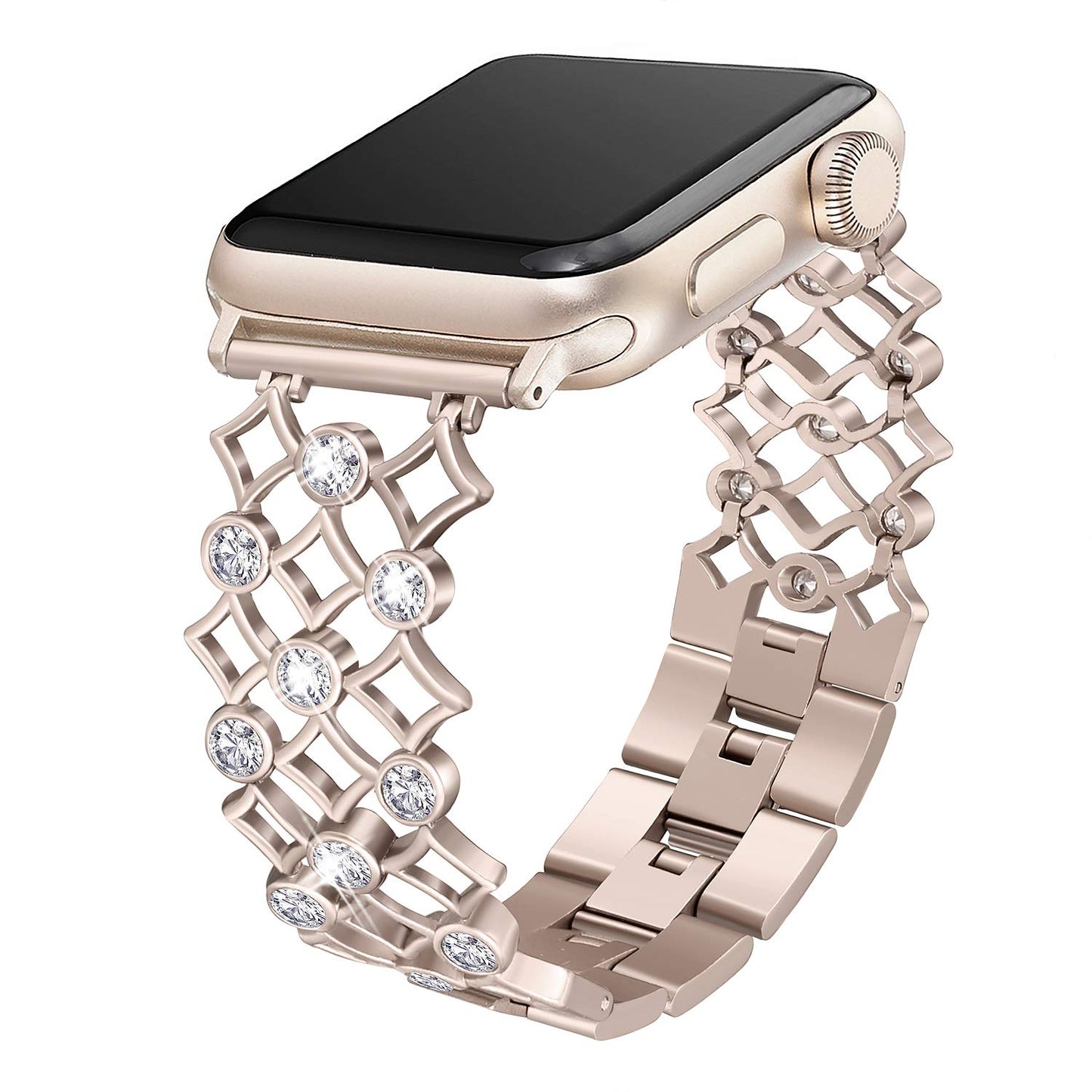 Stainless Steel Diamond Yuanbao Steel Band Chain Watch Band