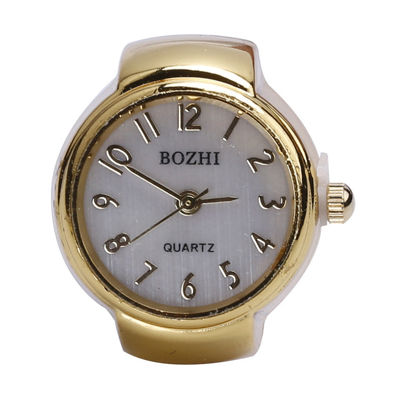 Gold White Background Digital Fashion Disc Ring Watch