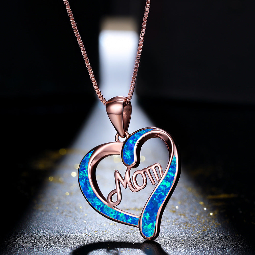 Love-shaped MOM Letter Pendant Necklace