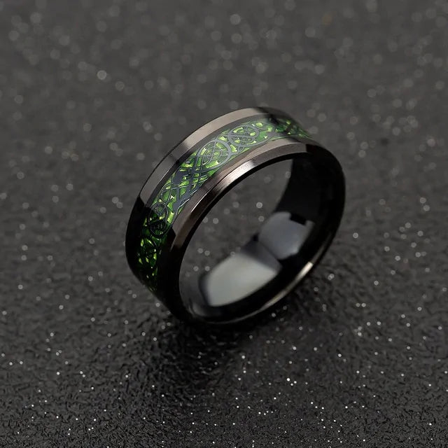 Black Dragon Inlay Ring