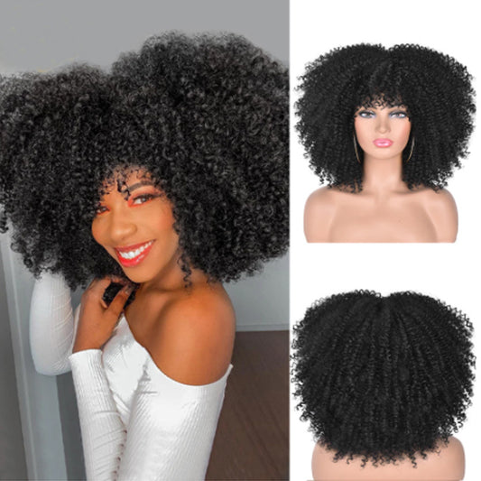 Afro-Curly Wig Silk Headgear