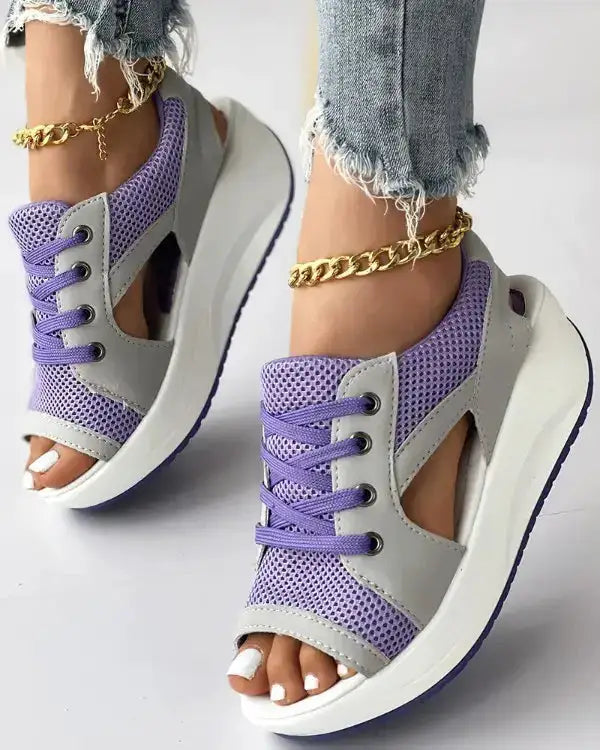 Women's Summer Open Toe Sneakers with Cut Out Design