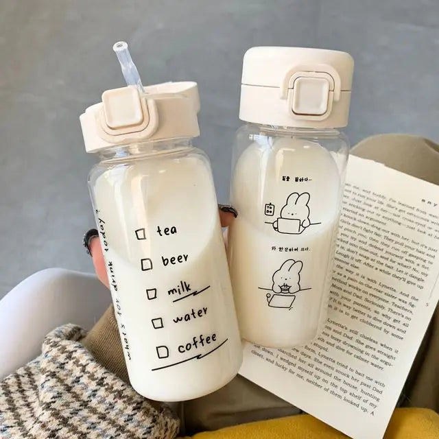 Creative Cartoon Water Bottle with Straw