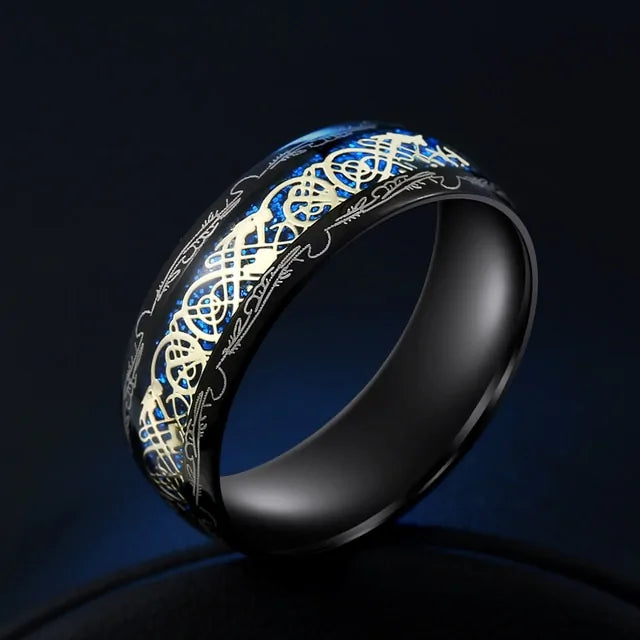 Black Dragon Inlay Ring