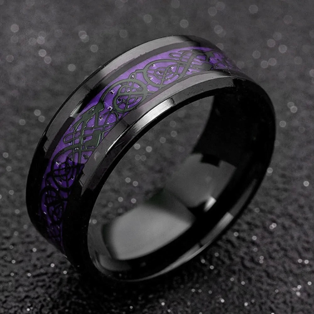 Black Dragon Inlay Ring