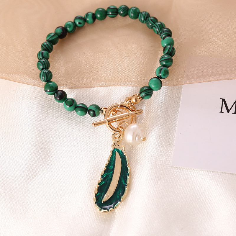 Spirit of Nature Malachite Pearl Necklace and Bracelet