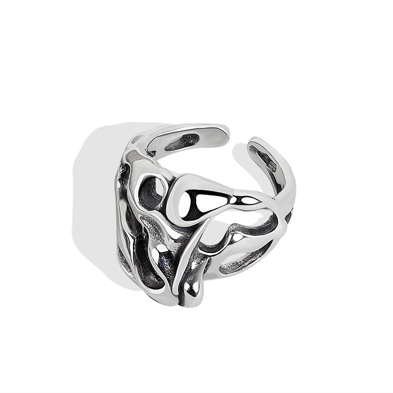 Silver Color Hollow Surface Bump Ring