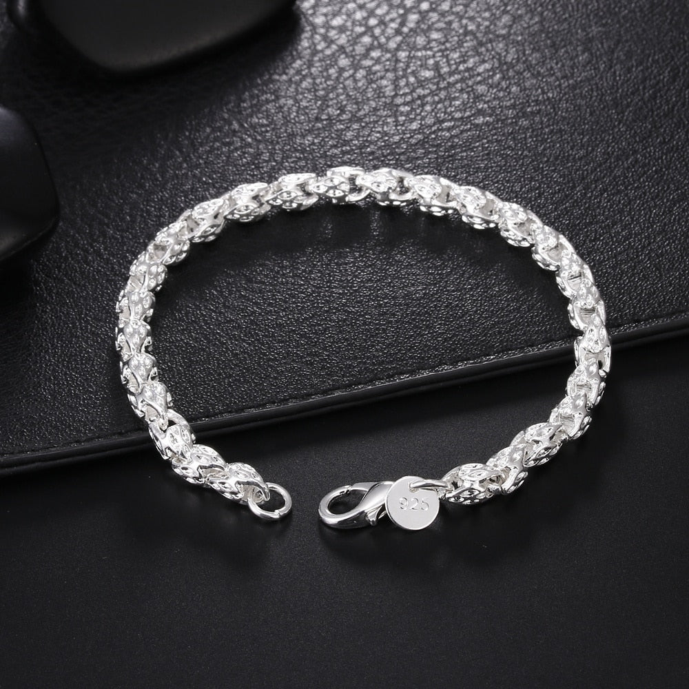 DOTEFFIL 925 Sterling Silver Faucet Chain Bracelet For Women Man Wedding Engagement Party Fashion Jewelry