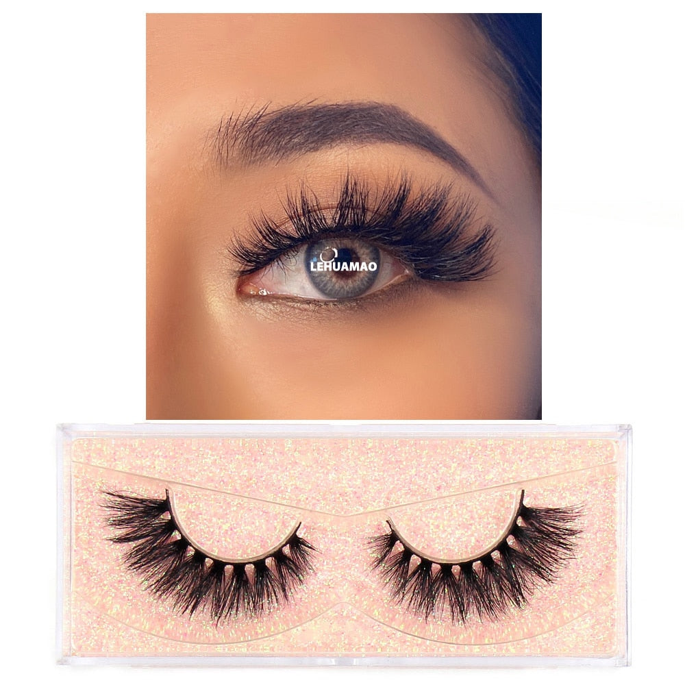 LEHUAMAO Makeup Mink eyelashes Soft fake lashes makeup kit Mink Lashes extension mink eyelashes Handmade Reusable Eyelashes