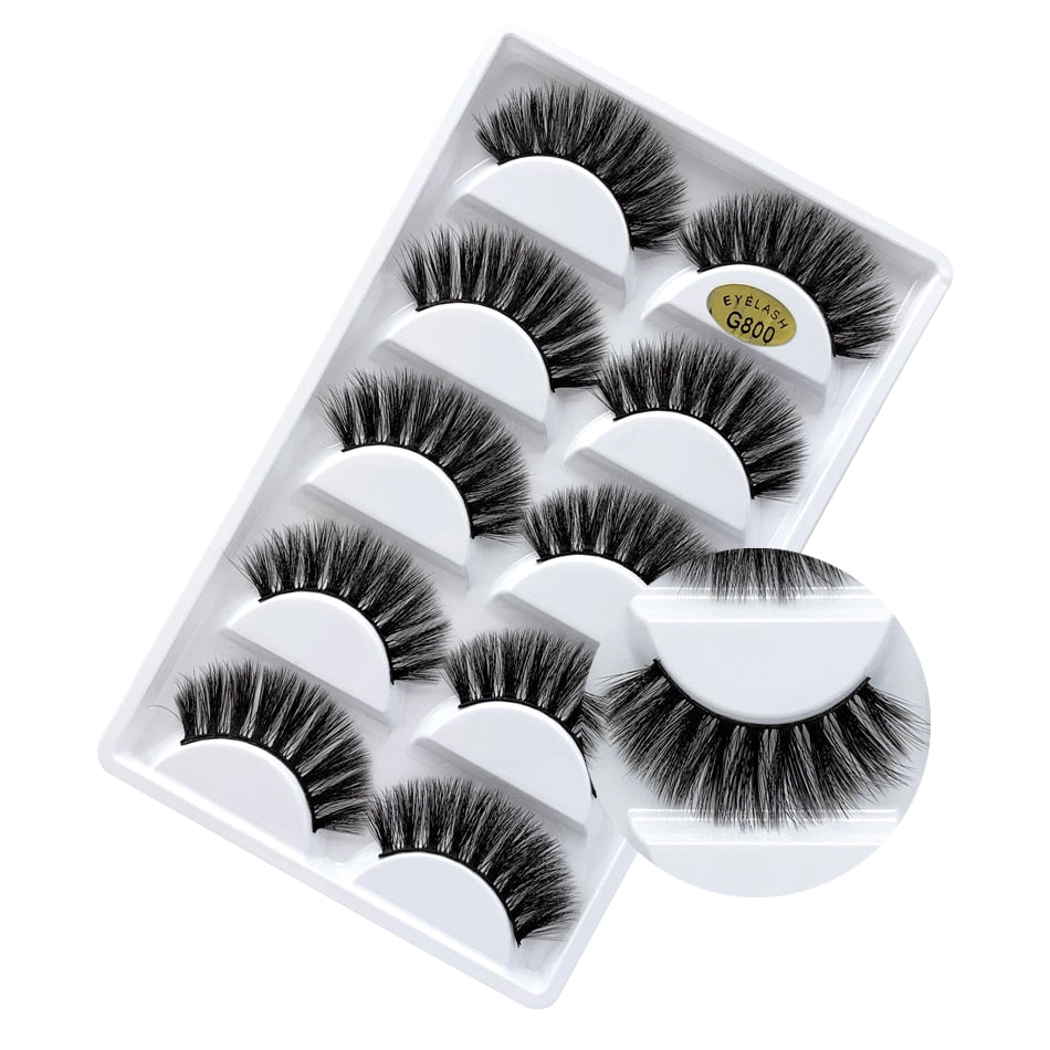 5 Pairs Mink EyeLashes 3D False Lashes winged Thick Makeup EyeLash Dramatic Lashes Natural fake eyelashes Soft mink Lashes G800