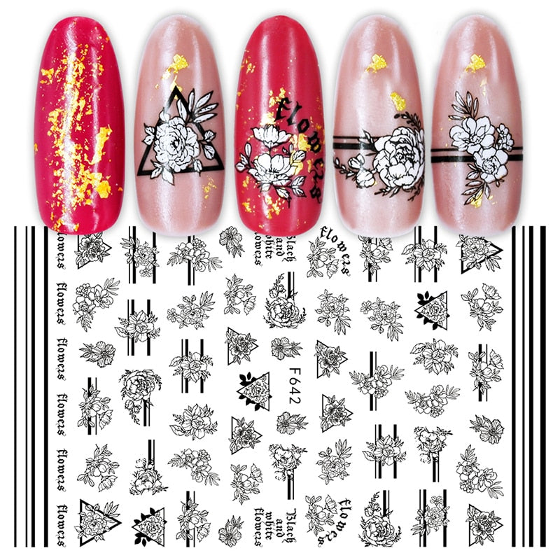 1PC Heart Love Design 3D Nail Sticker English Letter stickers Face Pattern Trasnfer Sliders Valentine&#39;s Day Nail Art Decoration