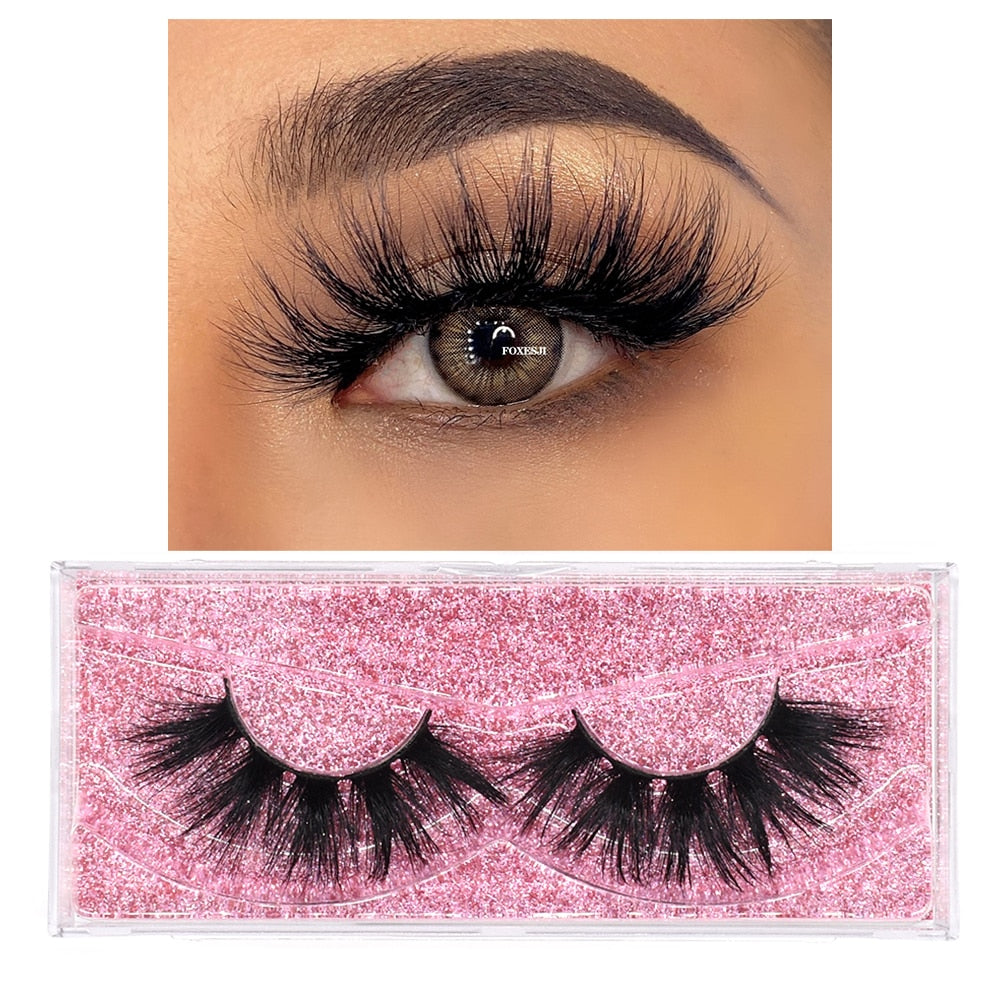 FOXESJI 3D Mink Lashes Makeup False Eyelashes Fluffy Thick Cross Cruelty free Natural Mink Eyelashes Eyelash Extension Lashes