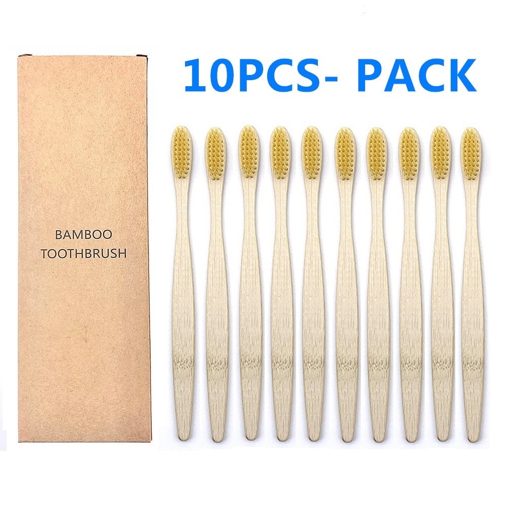 10PCS Biodegradable Bamboo Toothbrush Teeth Colorful Bristle Natural Bamboo Tooth brush Dental Eco Bambou Toothbrushes