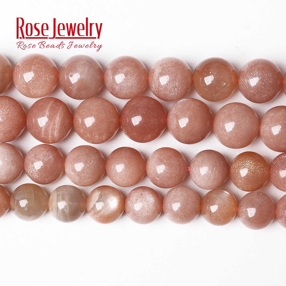 AAAAA Quality Natural Sunstone Quartz Peach Round Loose Beads 15&quot; Strand 4 6 8 10 12 MM Pick Size For Jewelry Making Bracelet