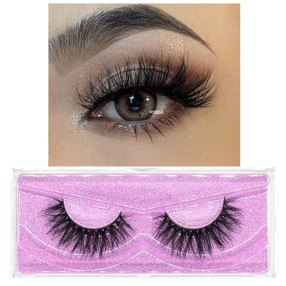 FOXESJI 3D Mink Lashes Makeup False Eyelashes Fluffy Thick Cross Cruelty free Natural Mink Eyelashes Eyelash Extension Lashes