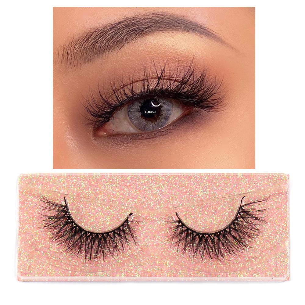 FOXESJI 3D Mink Lashes Makeup False Eyelashes Fluffy Thick Cross Cruelty free Natural Mink Eyelashes Eyelash Extension Lashes