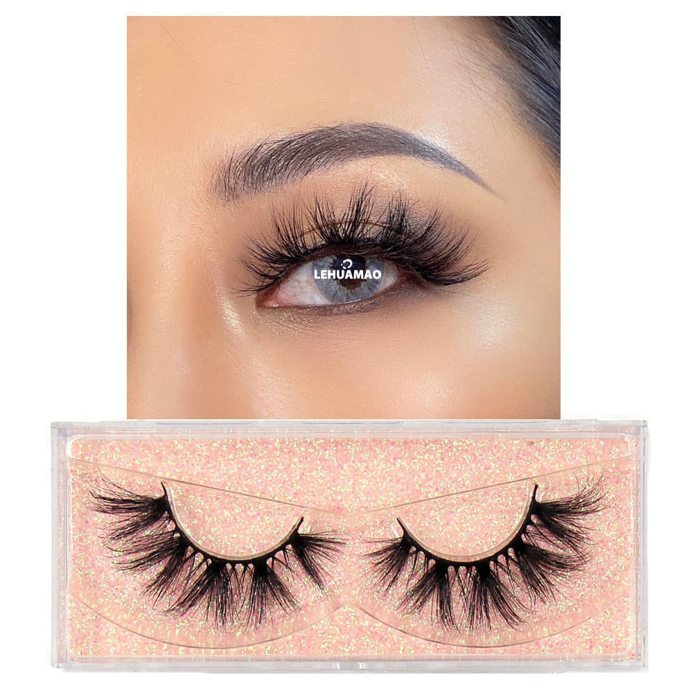 LEHUAMAO Makeup Mink eyelashes Soft fake lashes makeup kit Mink Lashes extension mink eyelashes Handmade Reusable Eyelashes