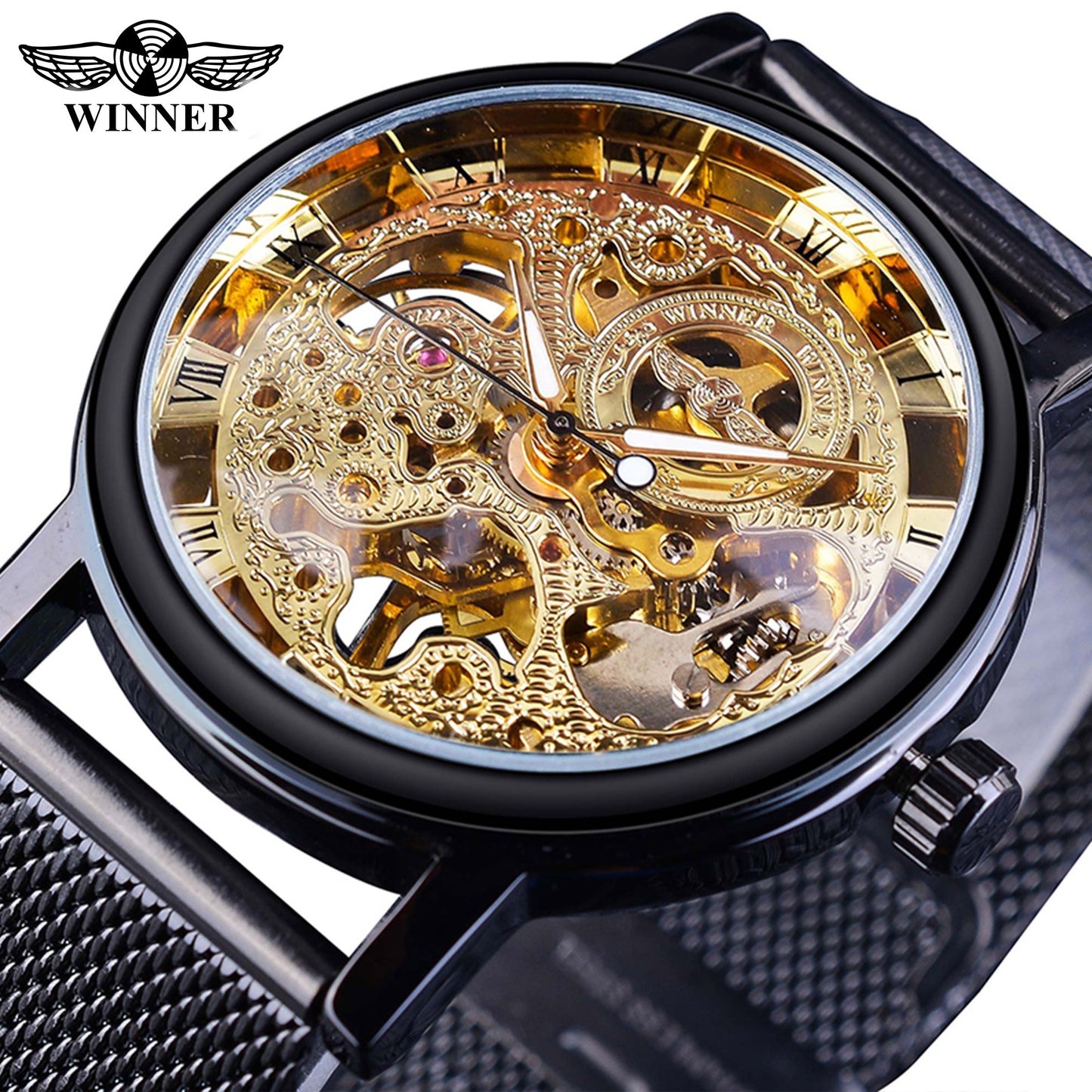 Transparent Golden Case Luxury Men's Watch