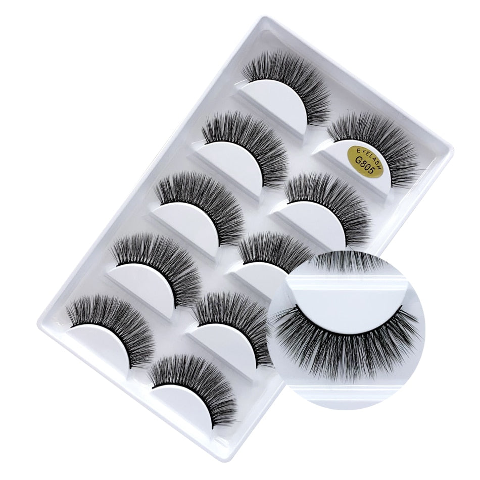 5 Pairs Mink EyeLashes 3D False Lashes winged Thick Makeup EyeLash Dramatic Lashes Natural fake eyelashes Soft mink Lashes G800