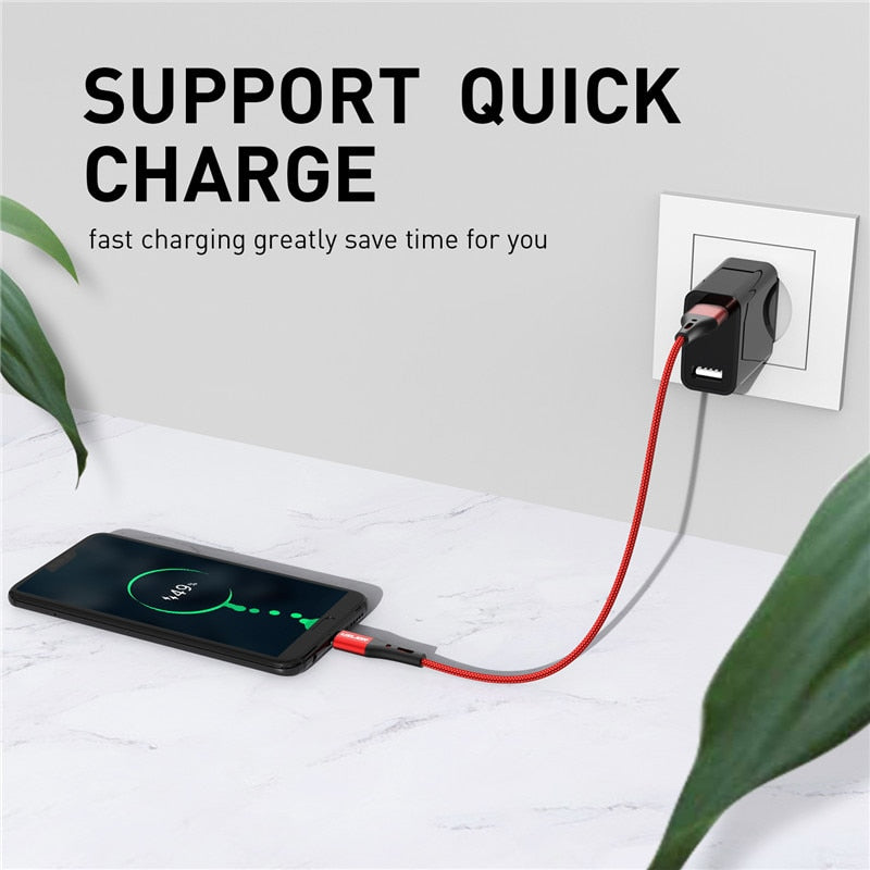 USLION 3A 3m USB Type C Cable For Xiaomi Redmi Note 10 Fast Phone Charging Wire USB C Cable For Huawei P40 Mate 30Type C Charger