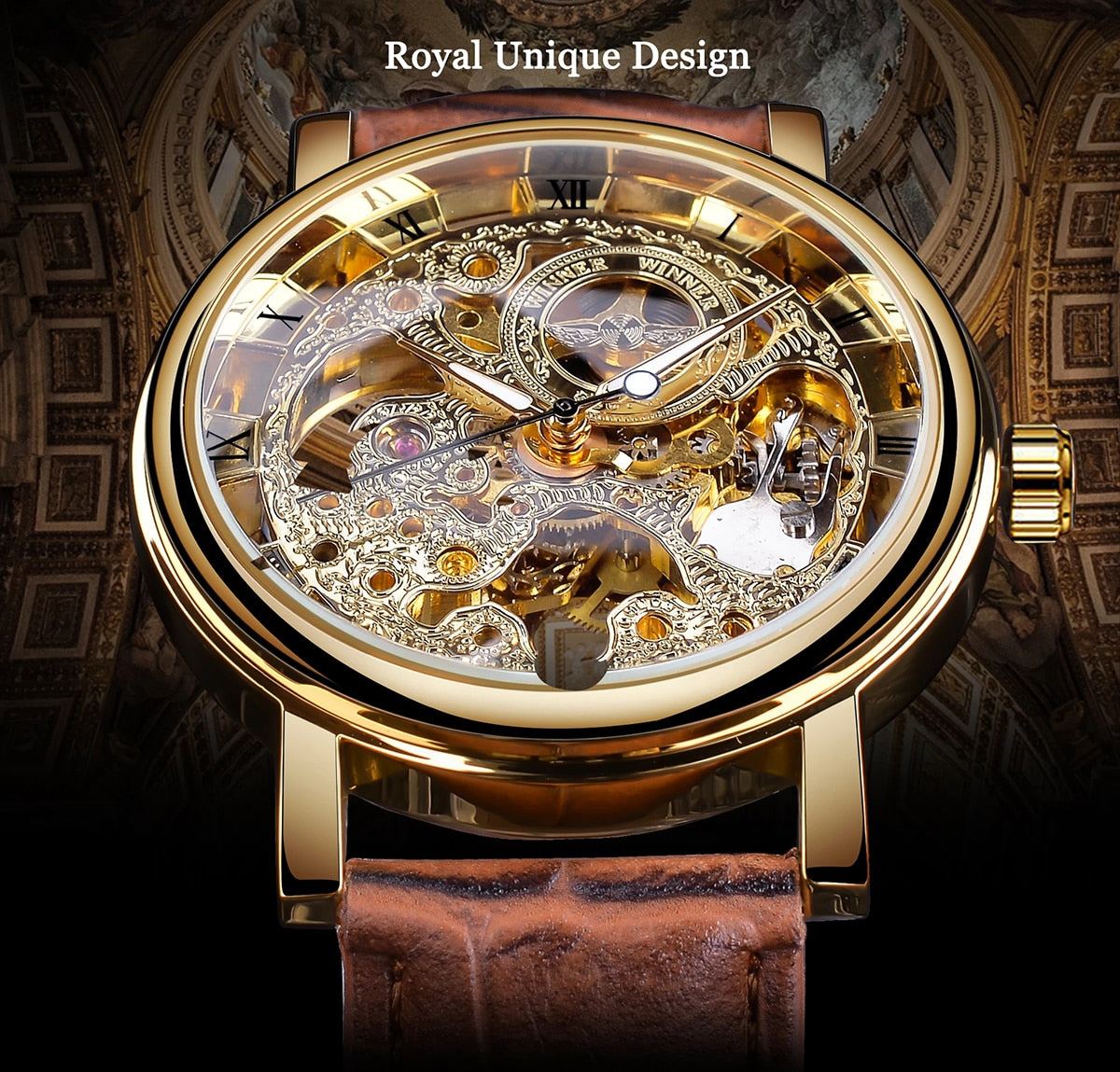 Transparent Golden Case Luxury Men's Watch