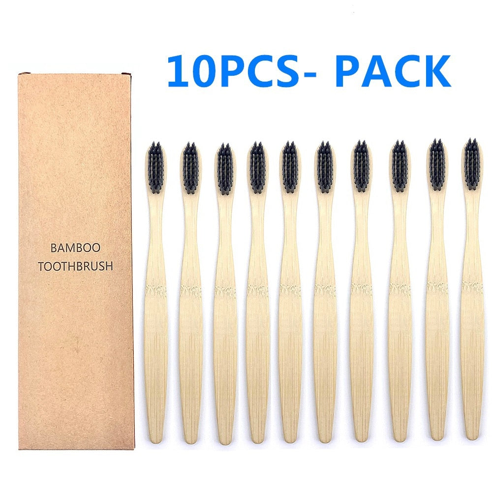 10PCS Biodegradable Bamboo Toothbrush Teeth Colorful Bristle Natural Bamboo Tooth brush Dental Eco Bambou Toothbrushes