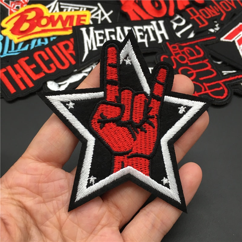 25PCS/Lot Rock Band Patches for Clothing Embroidery Stripes Iron on Patches Music Badges Diy Clothes Stickers Sewing Vest Jacket