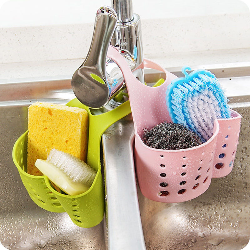 Kitchen Drain Basket Draining Rack Sink Sponge Holder Kitchen Bathroom Storage Shelf Sink Holder Drain Basket Storage Tools