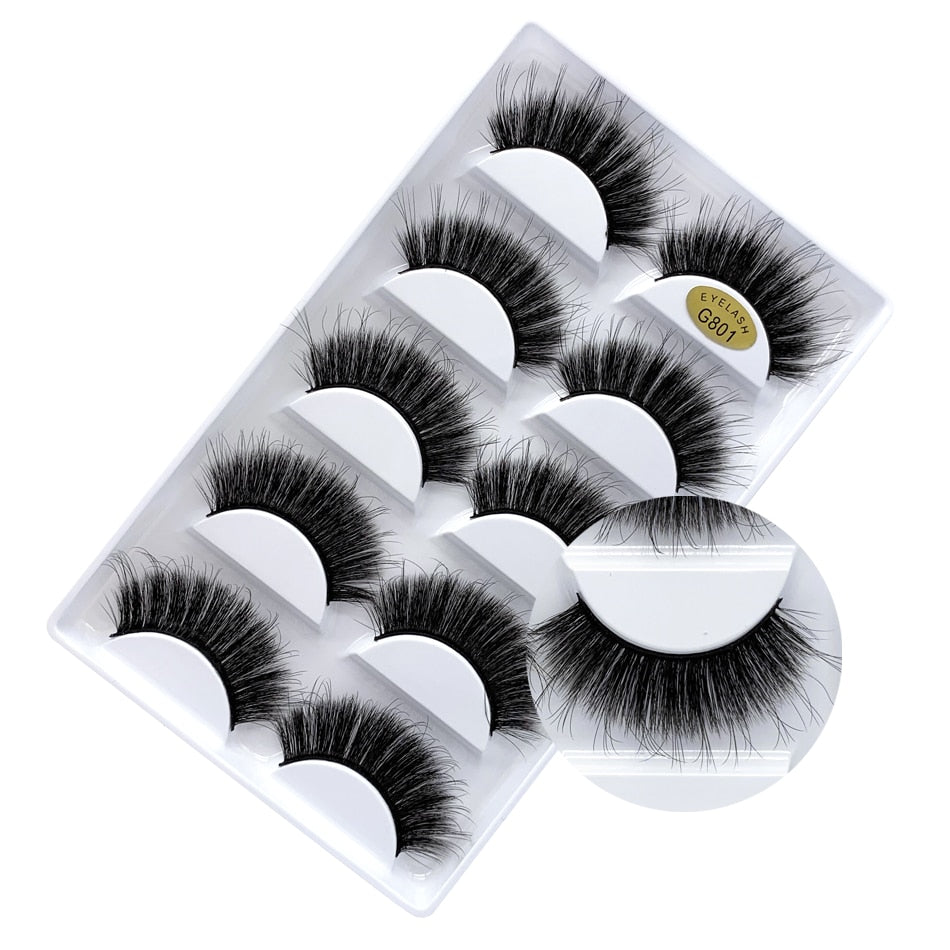 5 Pairs Mink EyeLashes 3D False Lashes winged Thick Makeup EyeLash Dramatic Lashes Natural fake eyelashes Soft mink Lashes G800