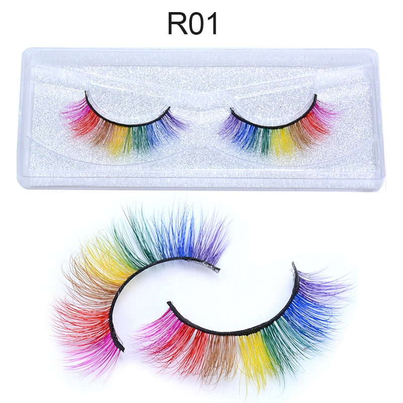 OKAYLASH 3D 6D False Colored Eyelashes Natural Real Mink fluffy Style  Eye lash Extension Makeup Cosplay Colorful Eyelash