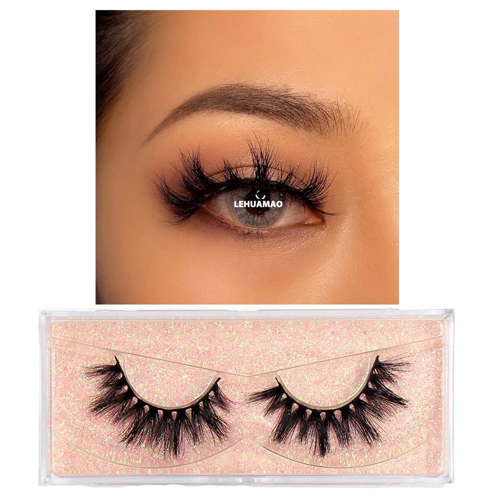 LEHUAMAO Makeup Mink eyelashes Soft fake lashes makeup kit Mink Lashes extension mink eyelashes Handmade Reusable Eyelashes