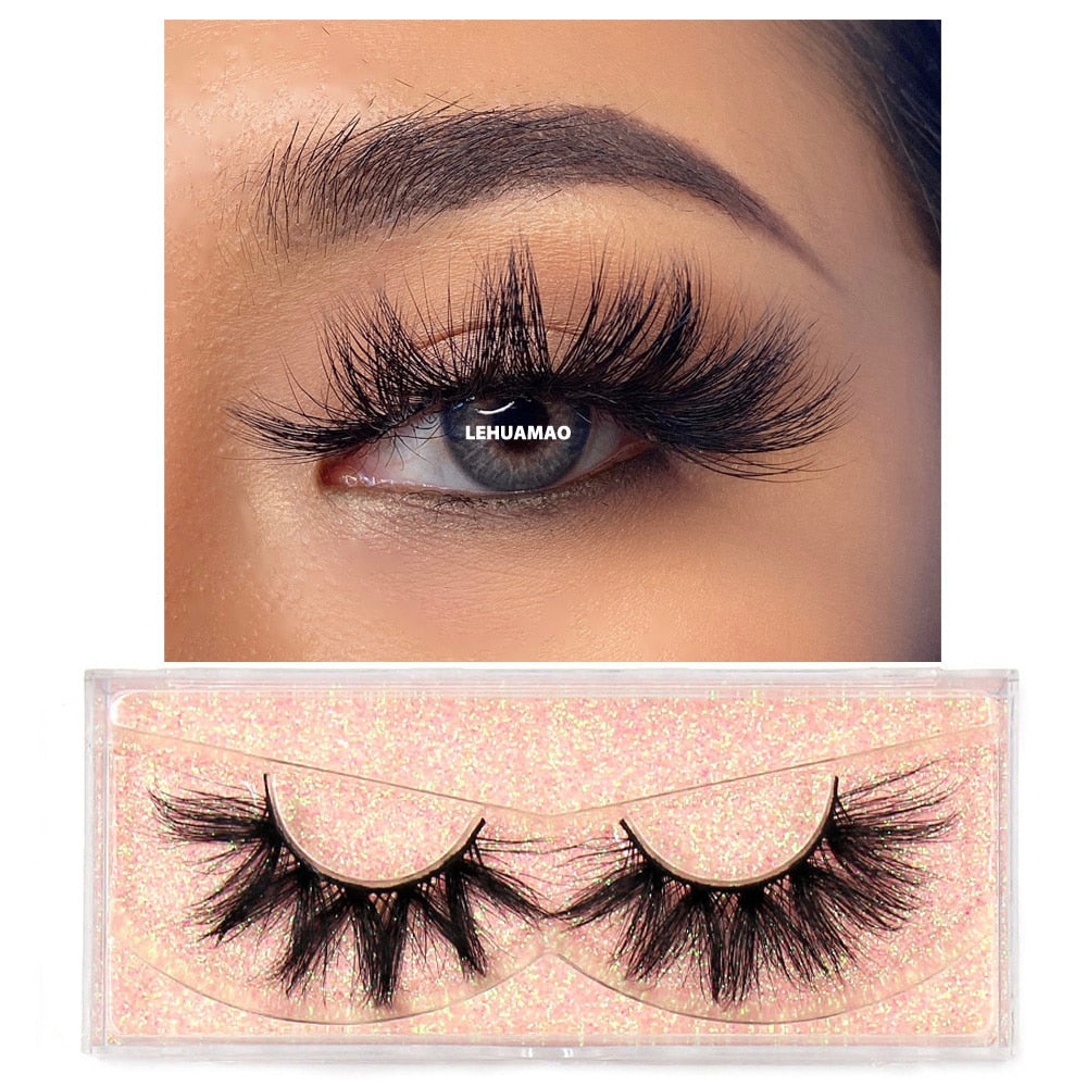 LEHUAMAO Makeup Mink eyelashes Soft fake lashes makeup kit Mink Lashes extension mink eyelashes Handmade Reusable Eyelashes