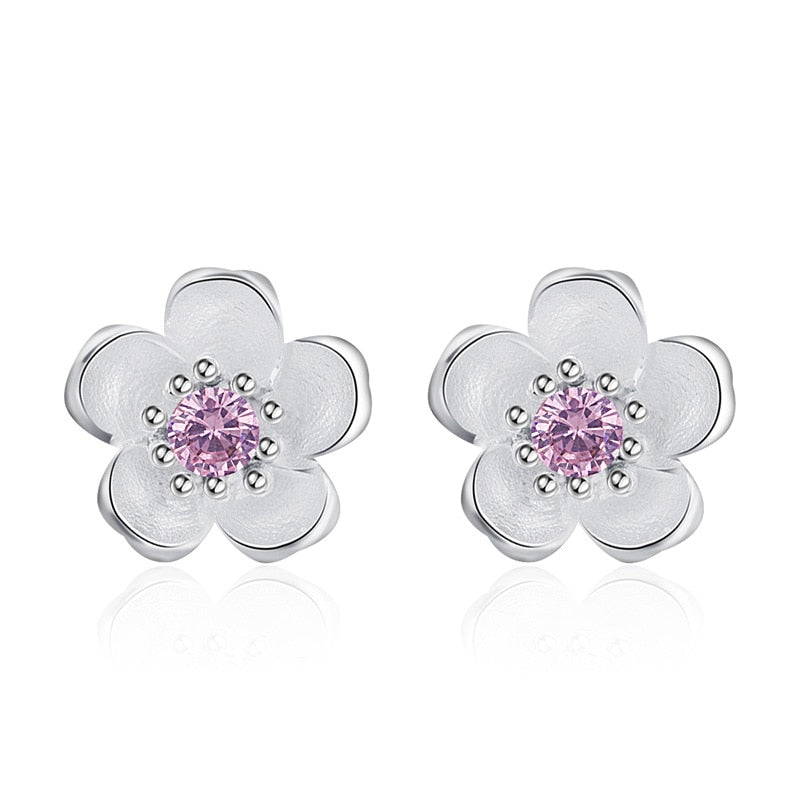 XIYANIKE Silver Color  Handmade Flower Crystal Stud Earrings For Women Multi-Color Charm Zircon Small Ear Hoops Jewelry