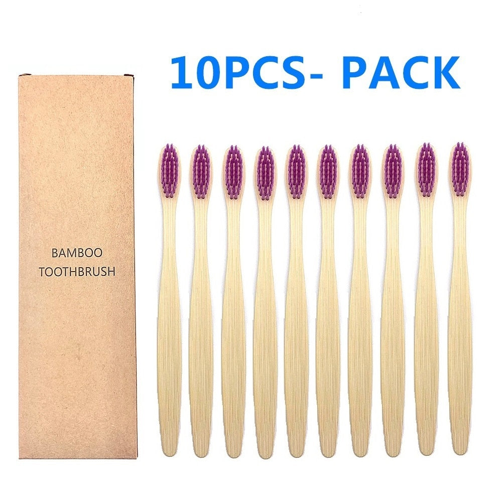 10PCS Biodegradable Bamboo Toothbrush Teeth Colorful Bristle Natural Bamboo Tooth brush Dental Eco Bambou Toothbrushes