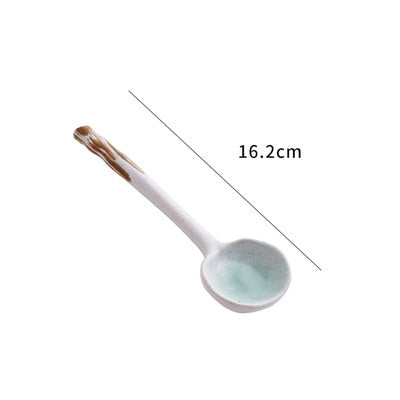 Ceramic Soup Spoon Japanese Tableware Eating Spoon Creative Long handle Spoons Kitchen Cooking Utensil Tool Teaspoon For Kicthen