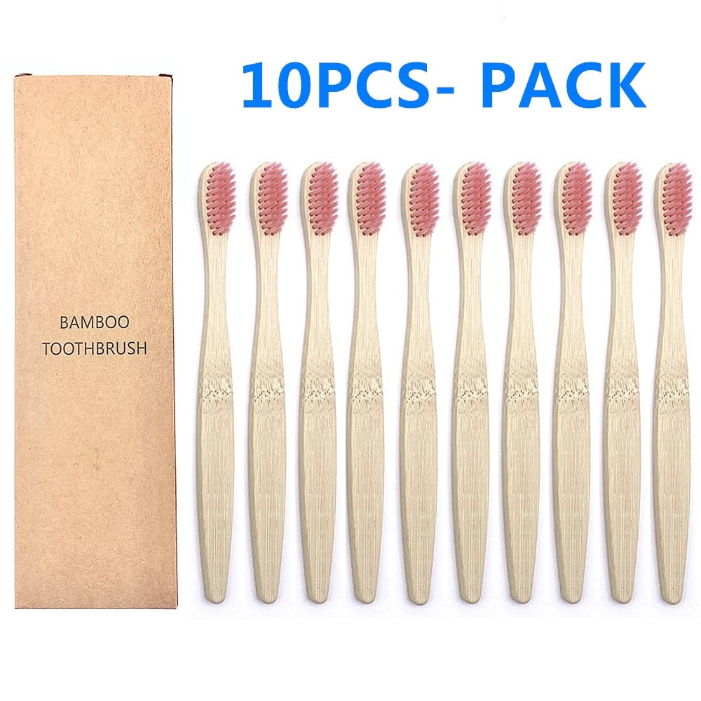 10PCS Biodegradable Bamboo Toothbrush Teeth Colorful Bristle Natural Bamboo Tooth brush Dental Eco Bambou Toothbrushes