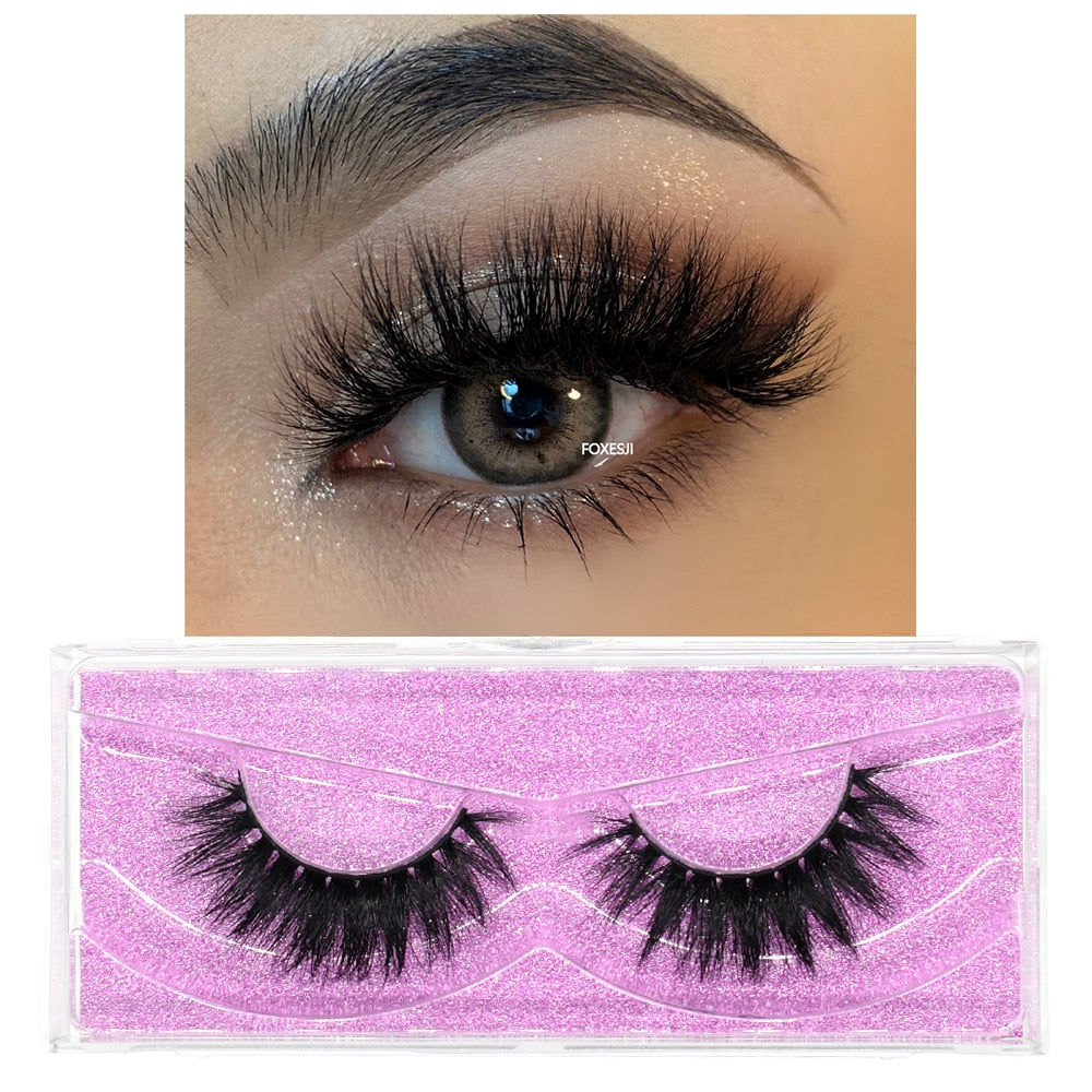 FOXESJI 3D Mink Lashes Makeup False Eyelashes Fluffy Thick Cross Cruelty free Natural Mink Eyelashes Eyelash Extension Lashes