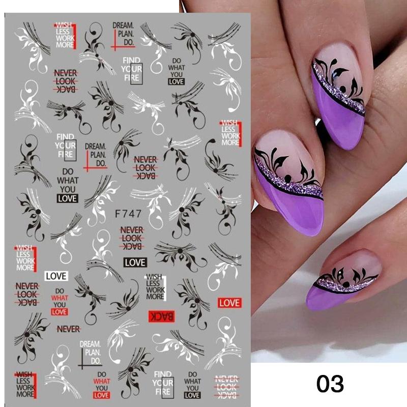 1PC Heart Love Design 3D Nail Sticker English Letter stickers Face Pattern Trasnfer Sliders Valentine&#39;s Day Nail Art Decoration