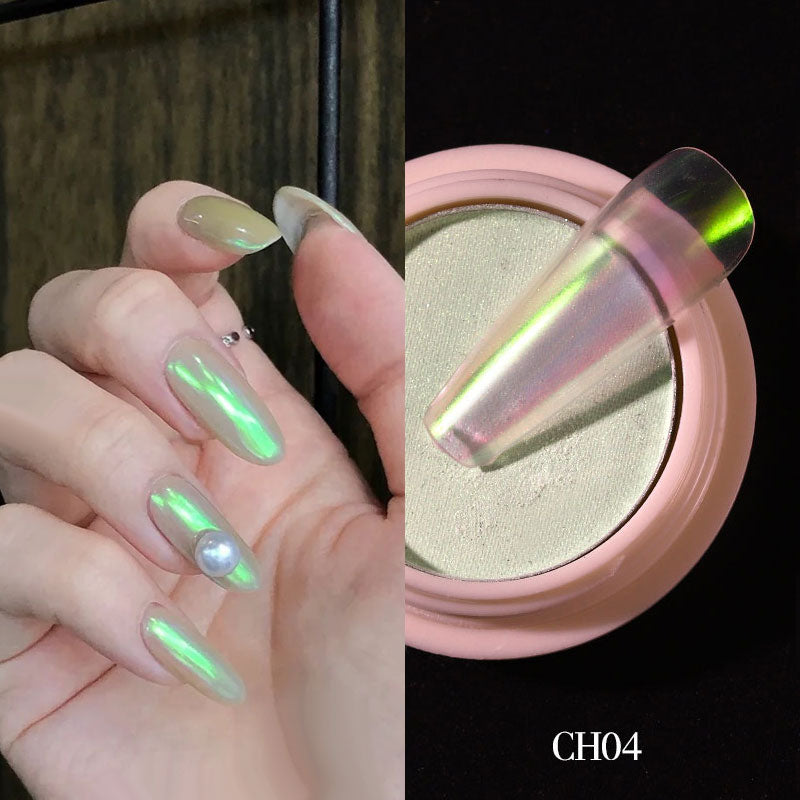 1g/box Transparent Holo Nail Glitter Mirror Aurora Neon Powders Dust Chameleon Nail Art Chrome Pigment Dipping Powder Decoration