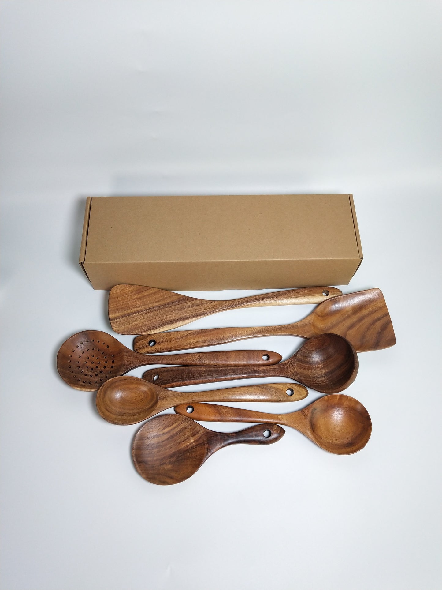 1-7pcs/set  Teak natural wood tableware spoon colander spoon special nano soup skimmer cooking spoon wooden kitchen tool kit