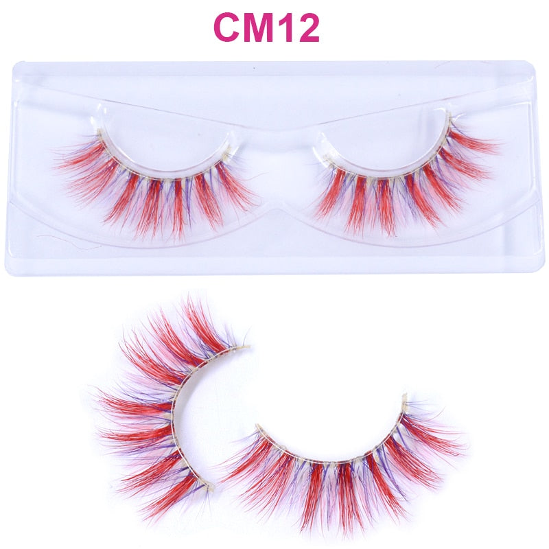 OKAYLASH 3D 6D False Colored Eyelashes Natural Real Mink fluffy Style  Eye lash Extension Makeup Cosplay Colorful Eyelash