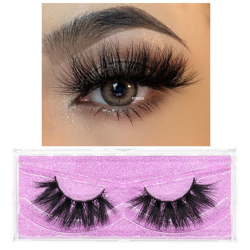 FOXESJI 3D Mink Lashes Makeup False Eyelashes Fluffy Thick Cross Cruelty free Natural Mink Eyelashes Eyelash Extension Lashes