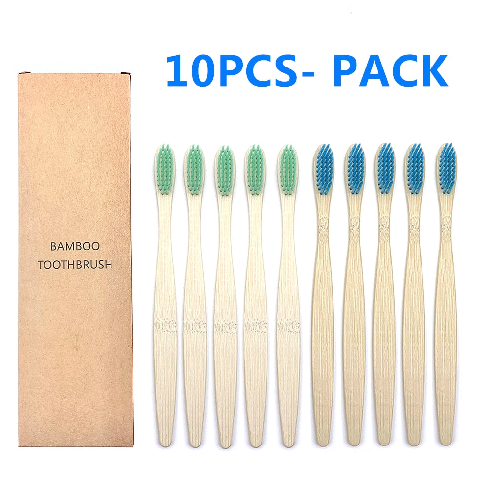 10PCS Biodegradable Bamboo Toothbrush Teeth Colorful Bristle Natural Bamboo Tooth brush Dental Eco Bambou Toothbrushes